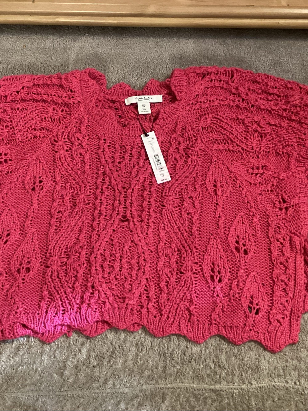 Anna & Ava Hot Pink Open-Knit Scoop Neck Sweater